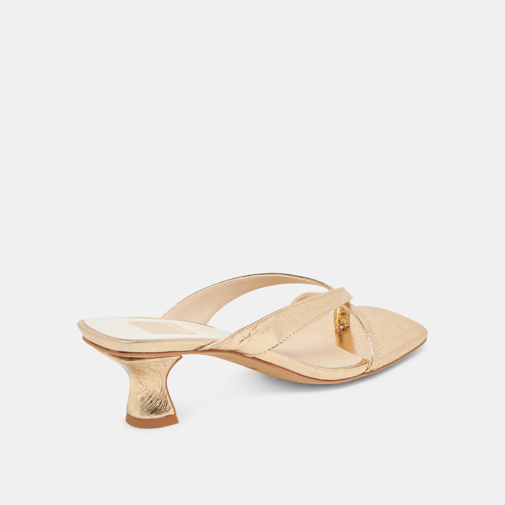 Brevel Heels Gold Distressed Leather