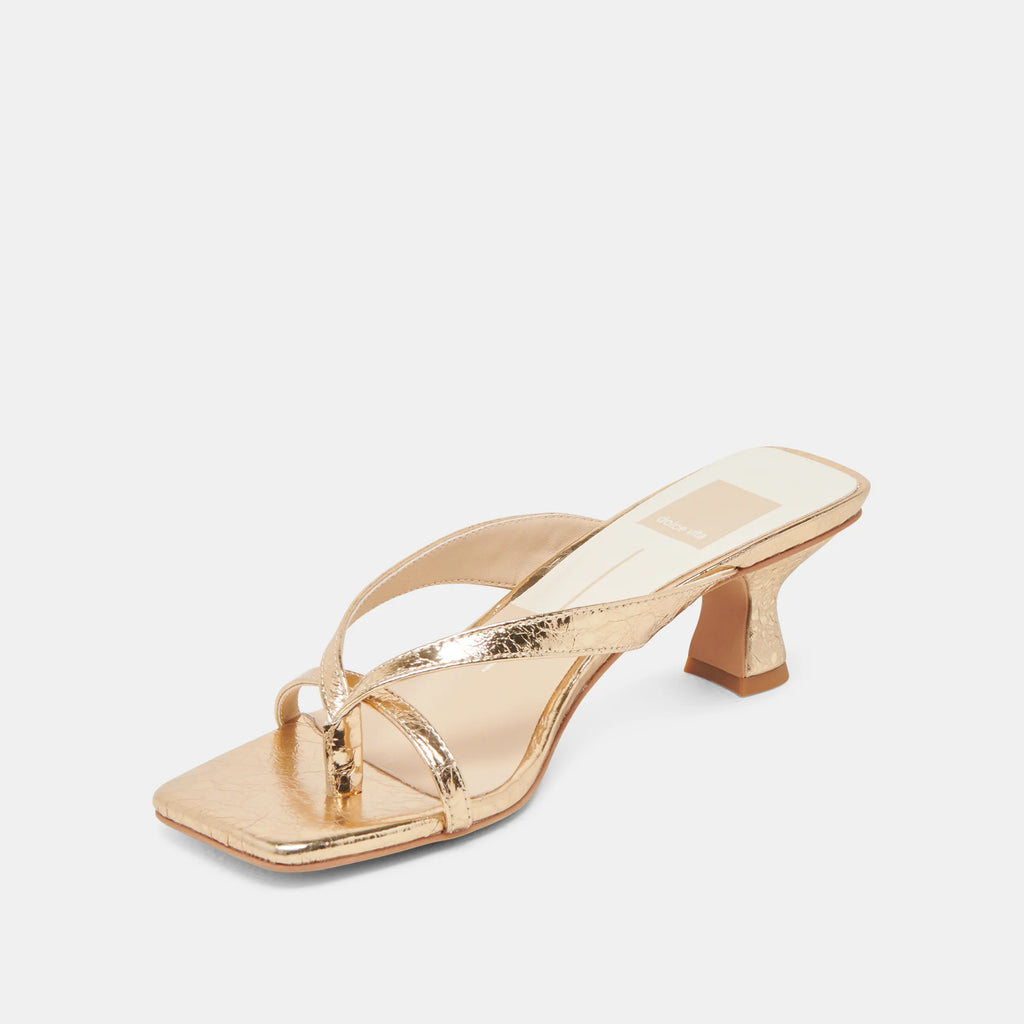 Brevel Heels Gold Distressed Leather