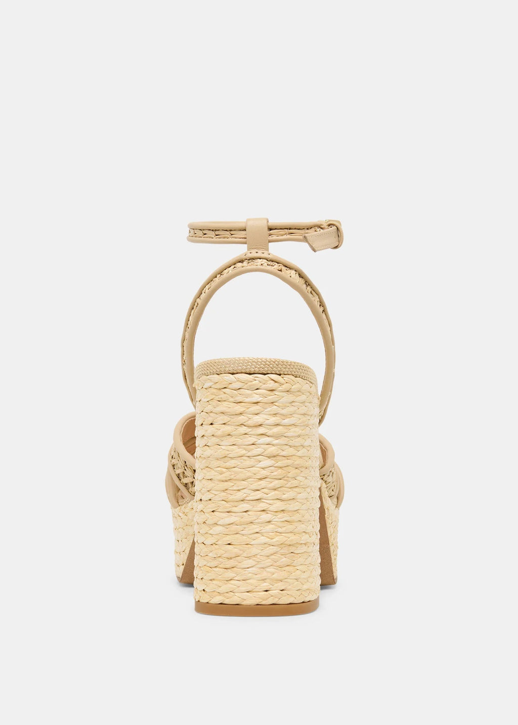 Beige woven sandal on a light gray background