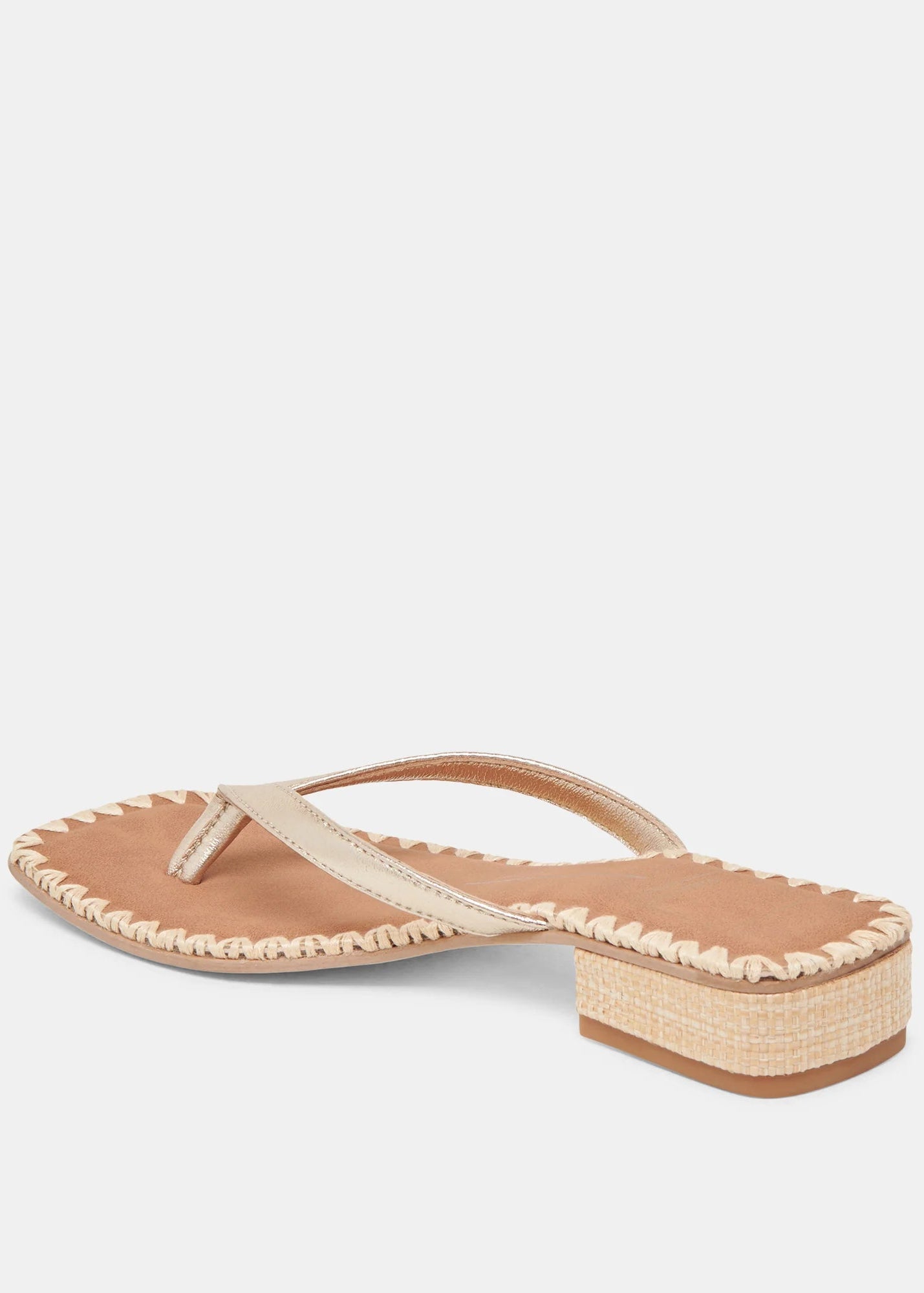 Beige sandal with jute trim on a white background