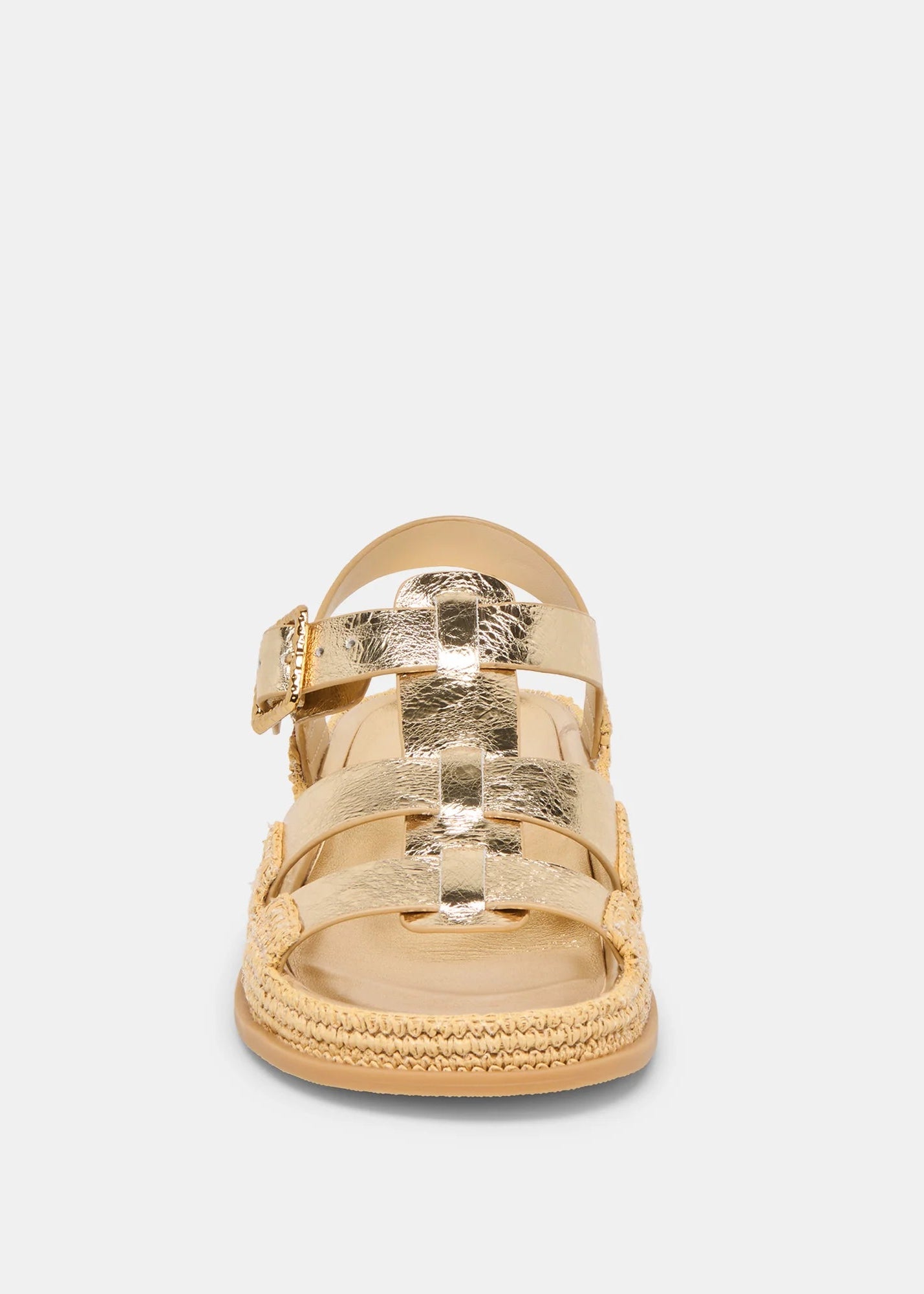 Gold sandal on a white background