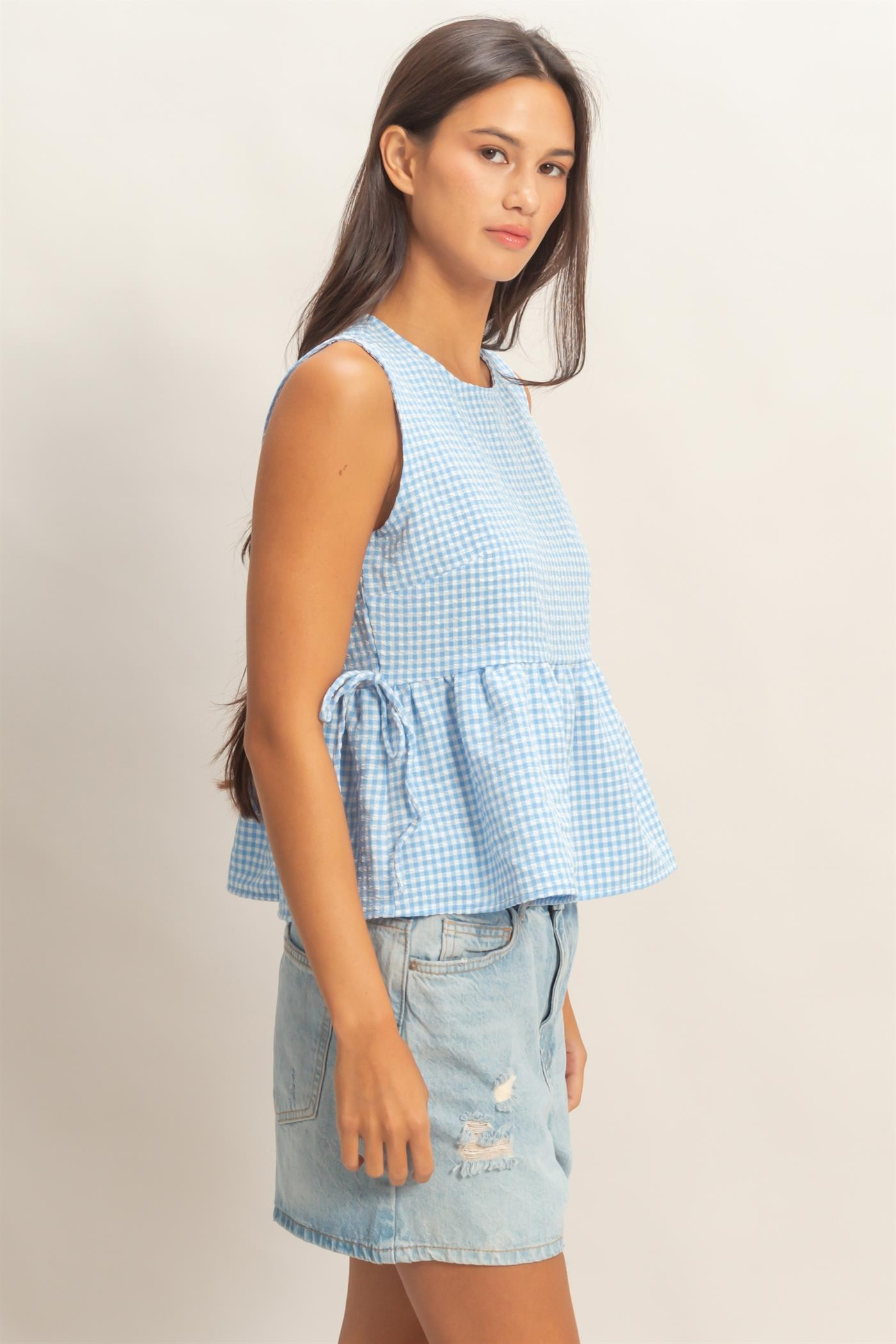 Sophie Soft Gingham Peplum Blouse