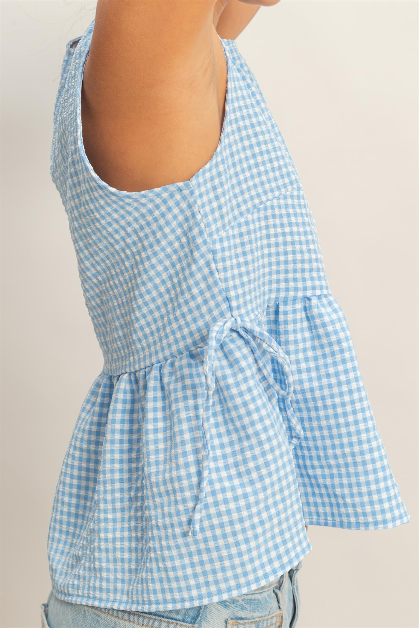 Sophie Soft Gingham Peplum Blouse