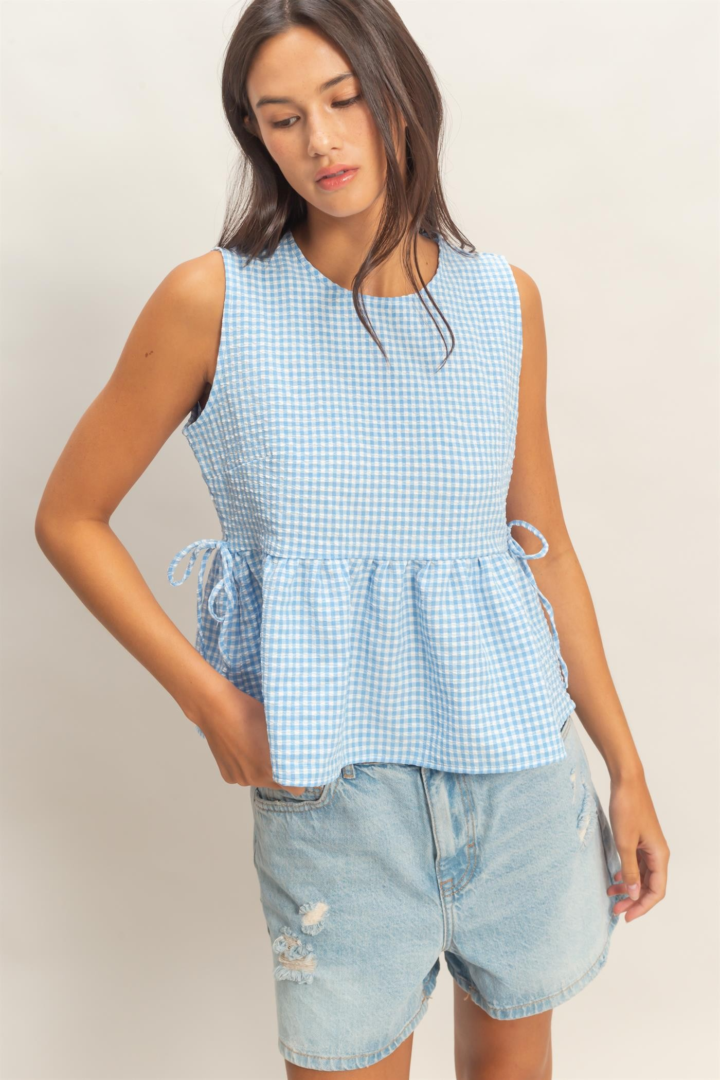 Sophie Soft Gingham Peplum Blouse