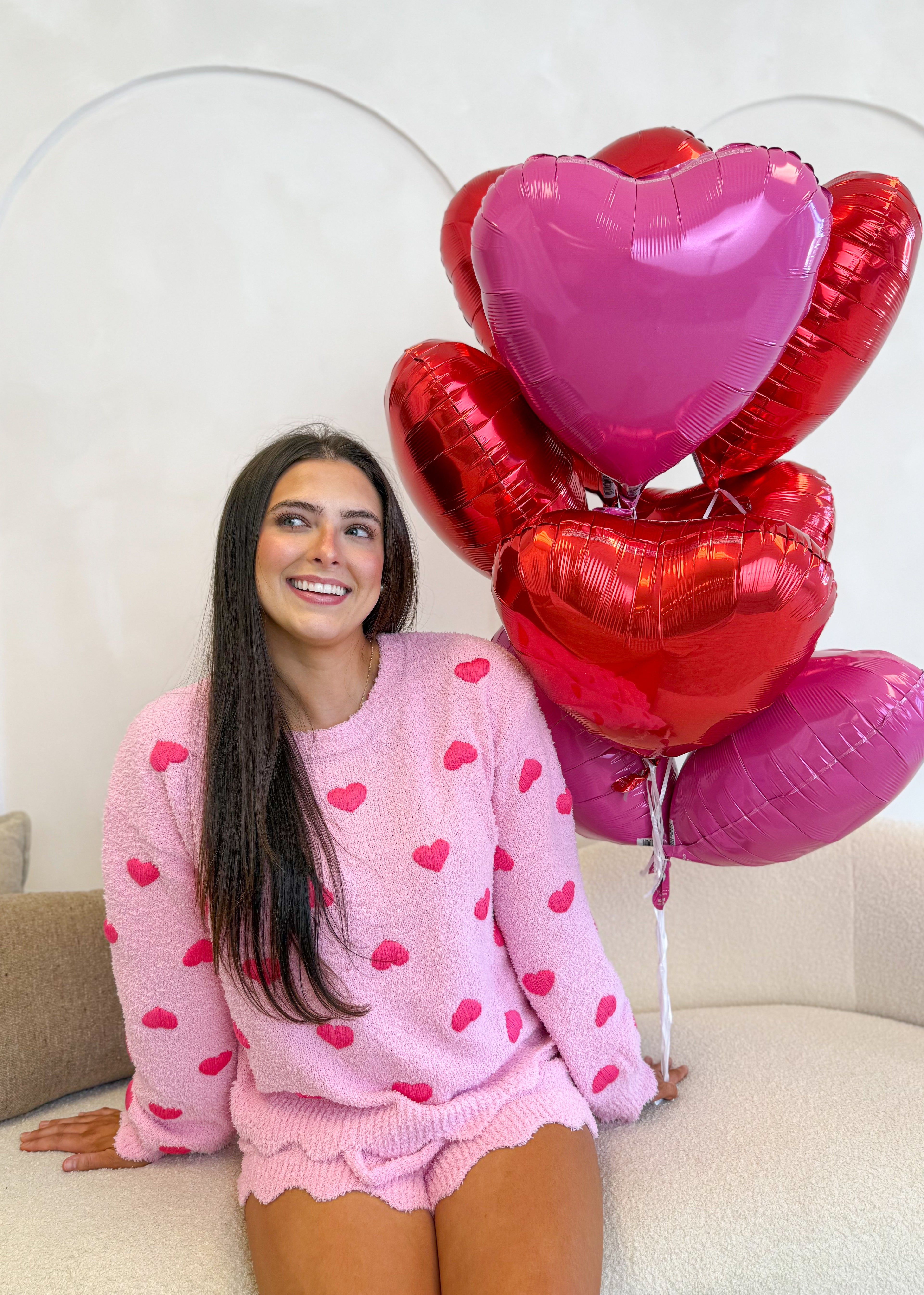 Pink Heart Jacquard Lounge Set