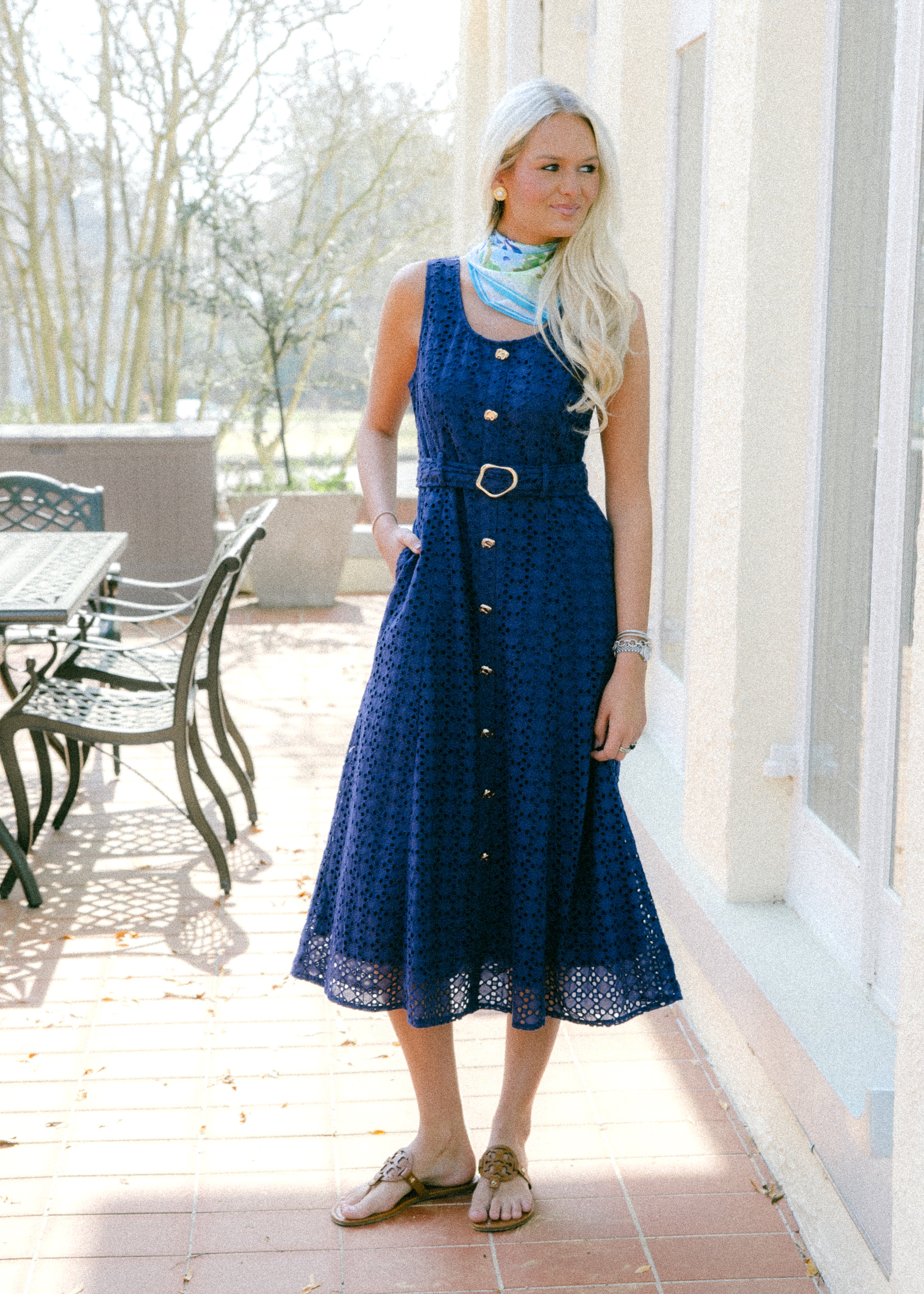 blue button front midi dress Blue Button Front Taffeta Midi Dress