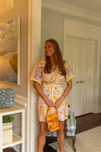 Aurora Floral Tape Trim Button Down Shirt Dress