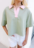 Mineral Washed Collar Top