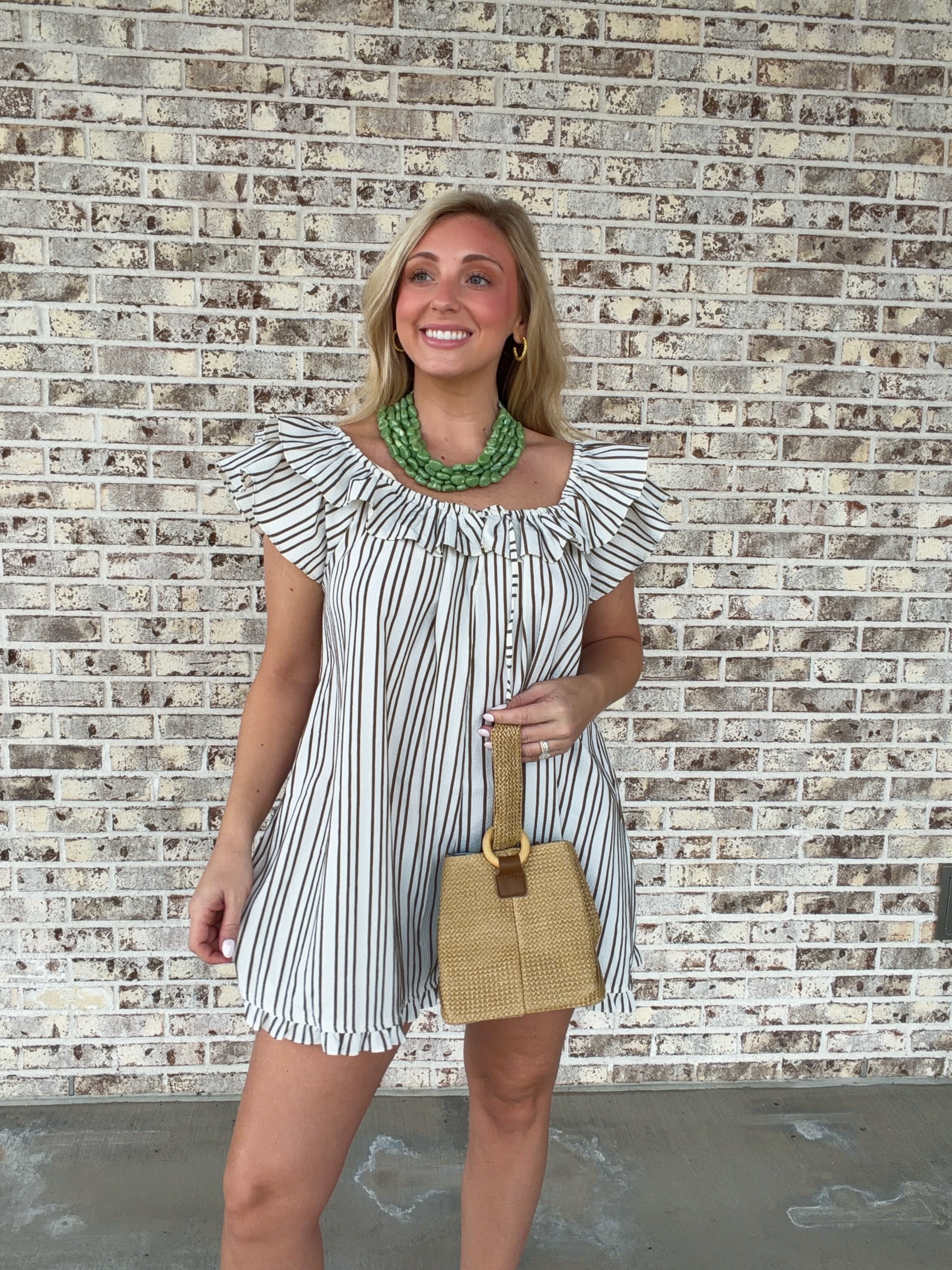 Rachel Striped Ruffled Romper