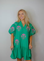 Zinnia Bubble Sleeve Mini Dress
