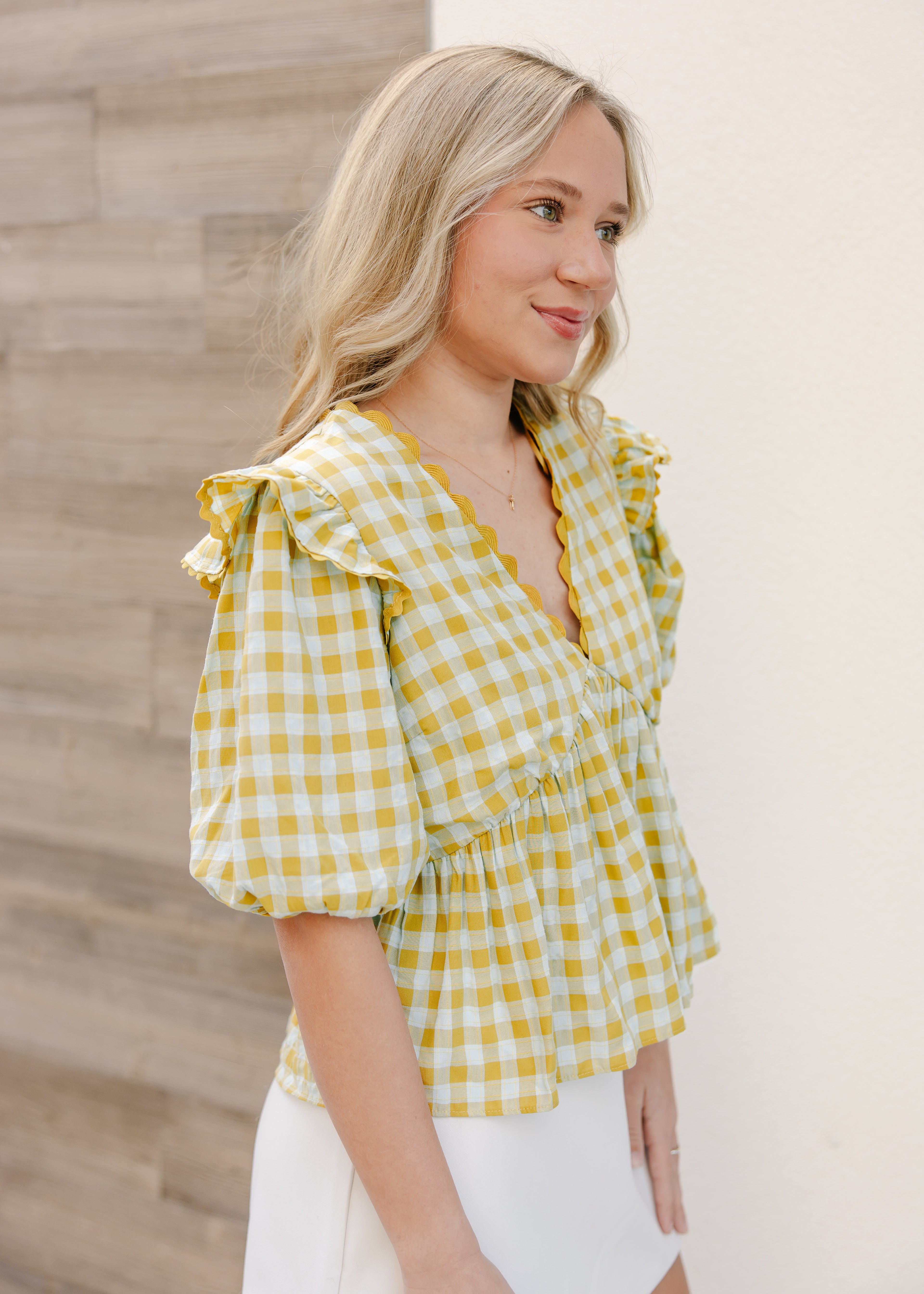 Gracie Gingham Ruffle Top