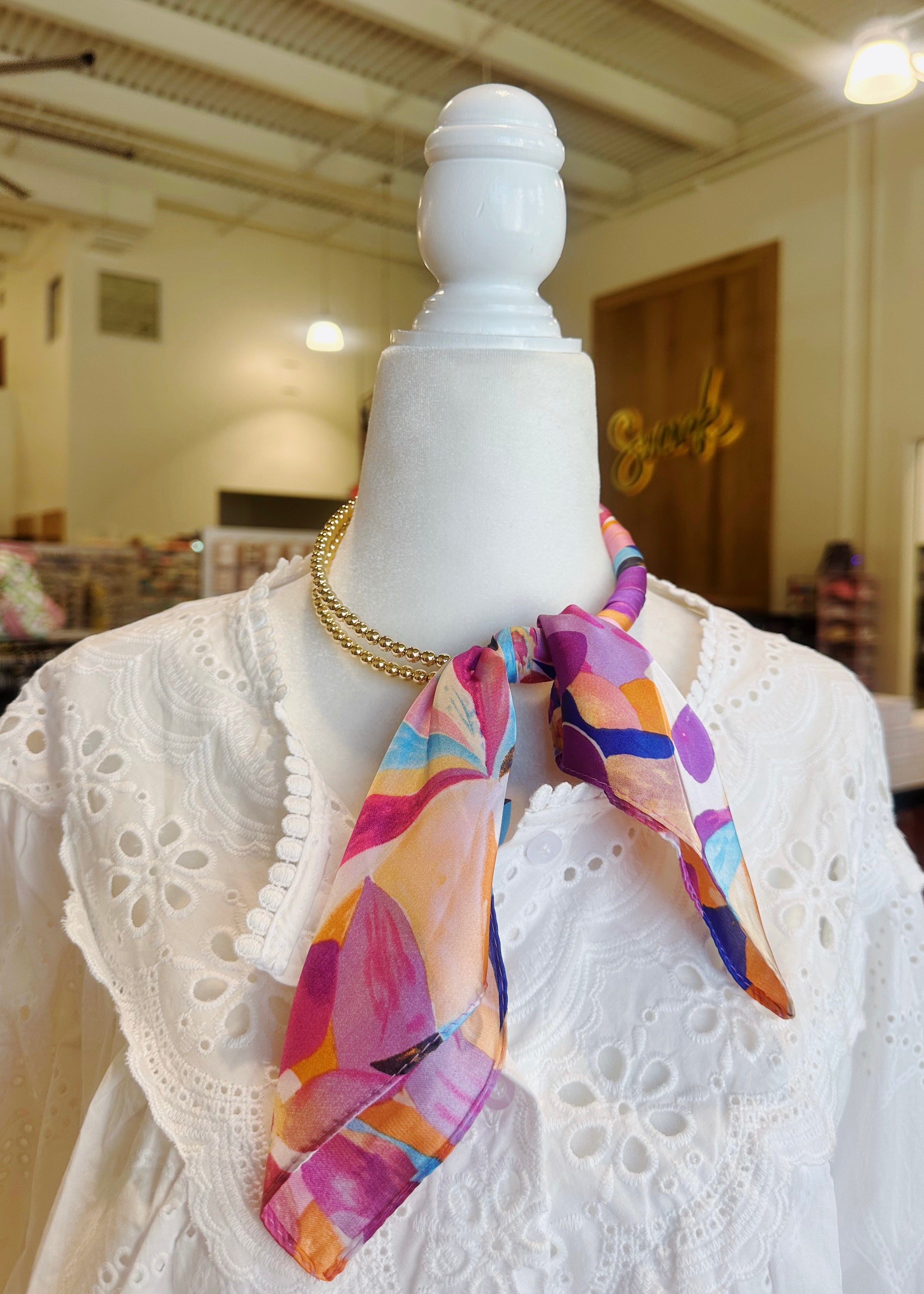 Silk Scarf Wrapped Collar Necklace