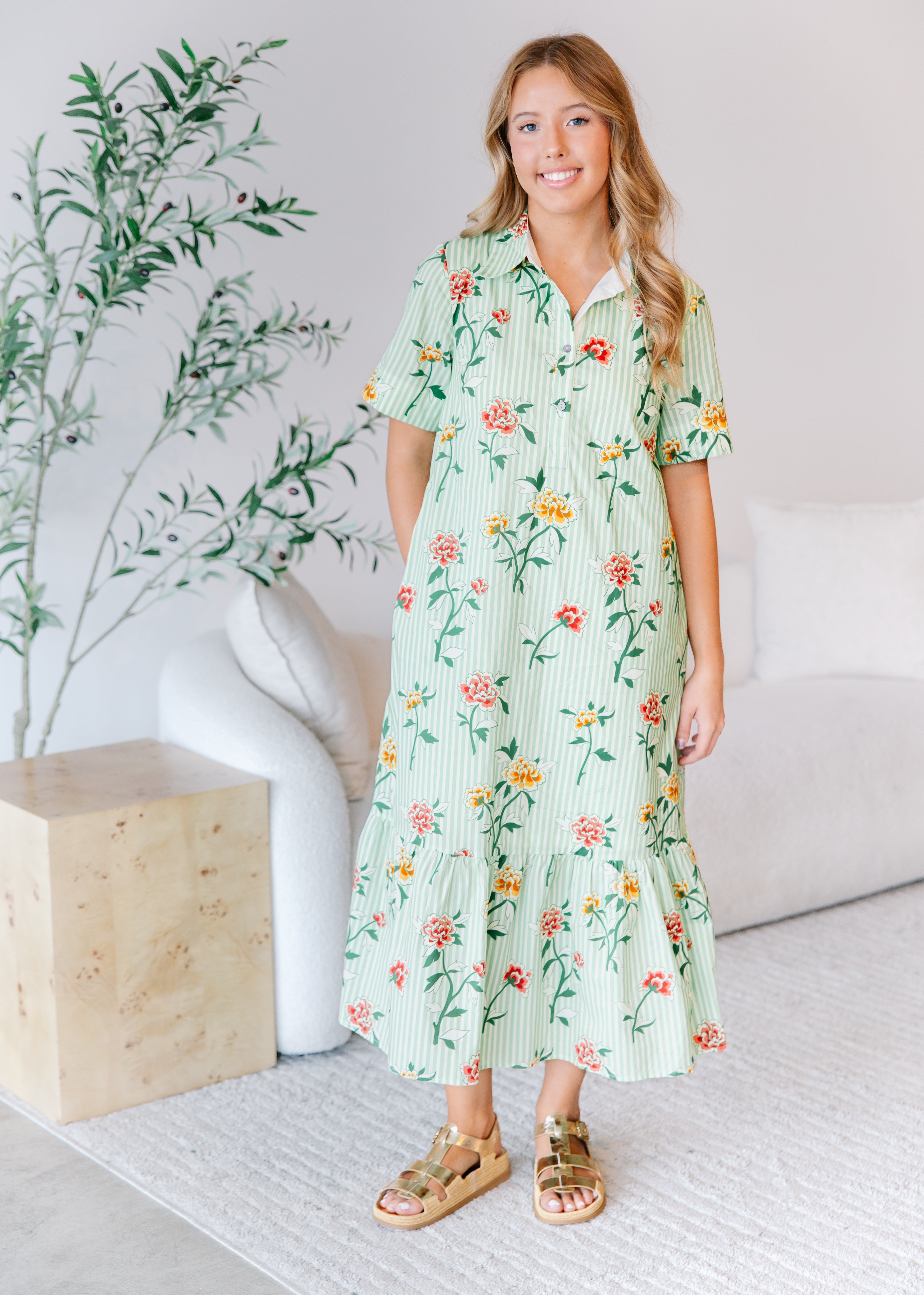 Marigold Floral Midi Dress