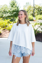 Lace Detail Oversized Tee