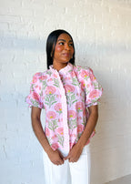 Floral Button Front Top