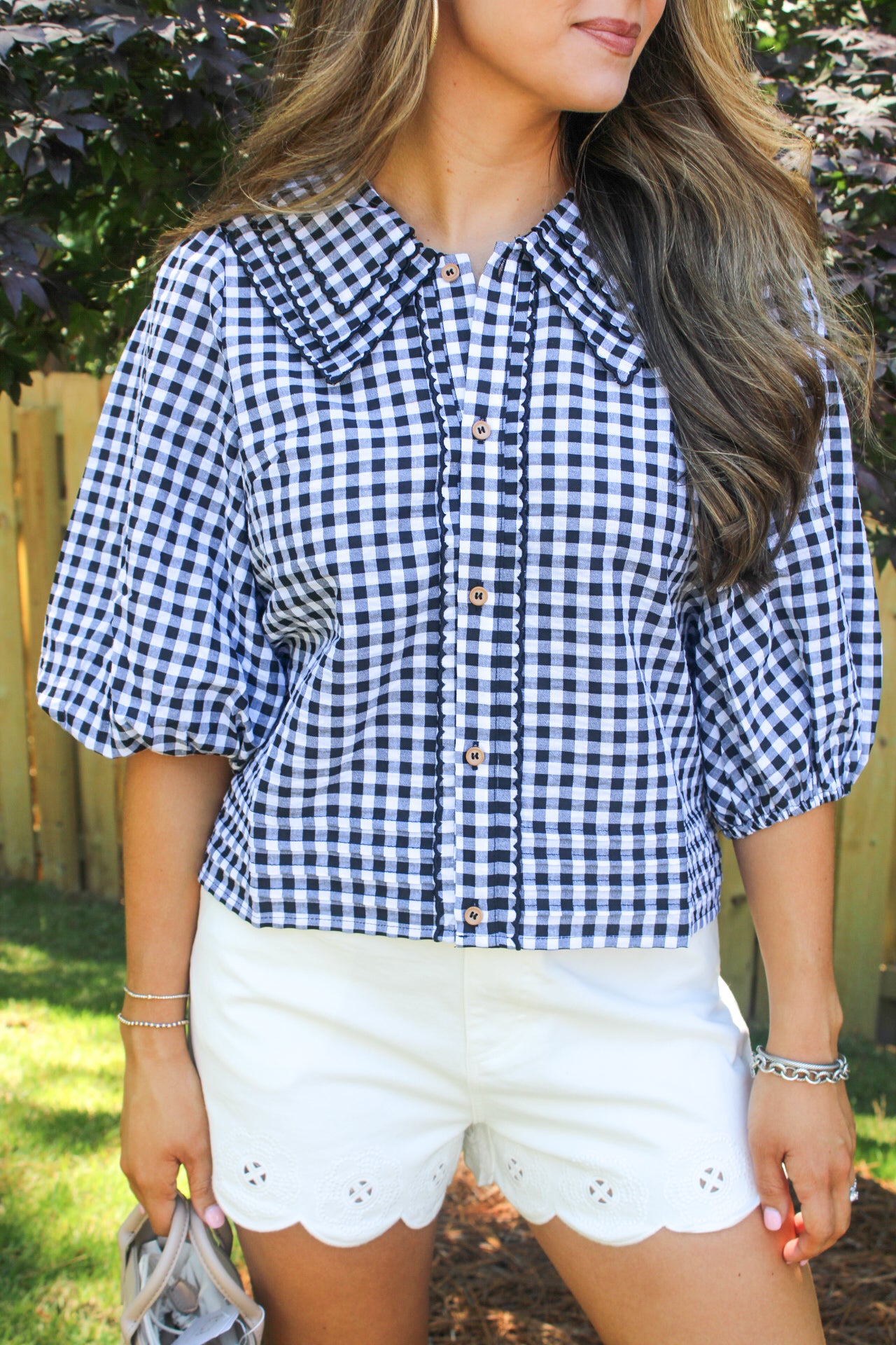 High Waist Eyelet Trim Shorts