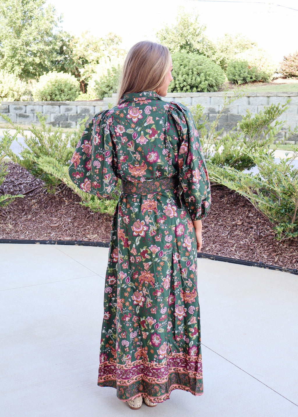 Naomi Floral Belted Button Dress