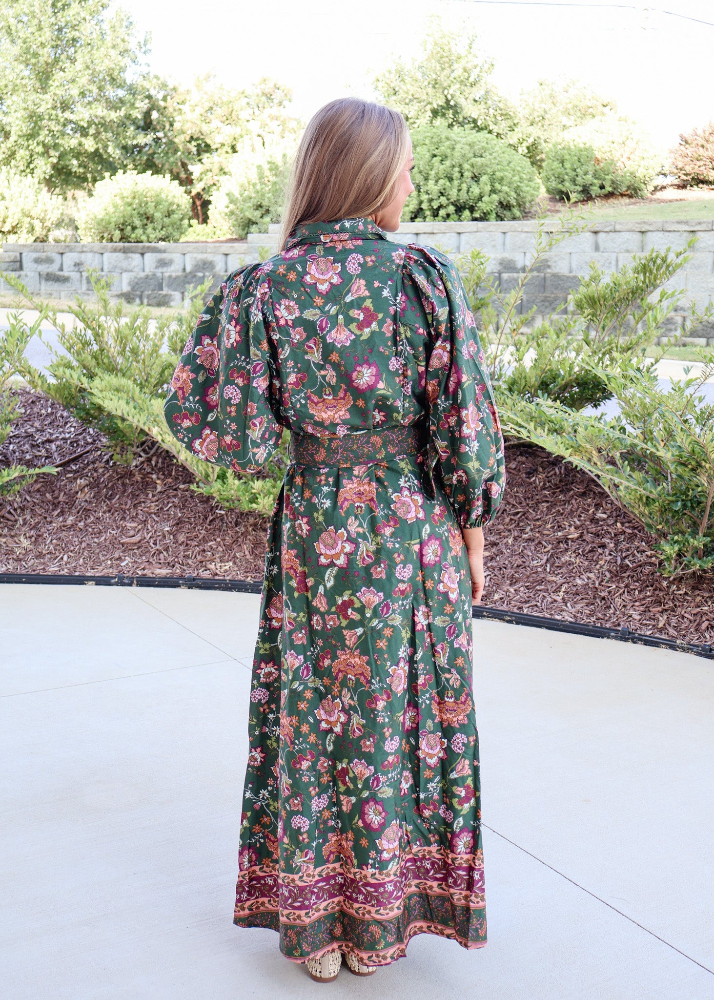 Naomi Floral Belted Button Dress