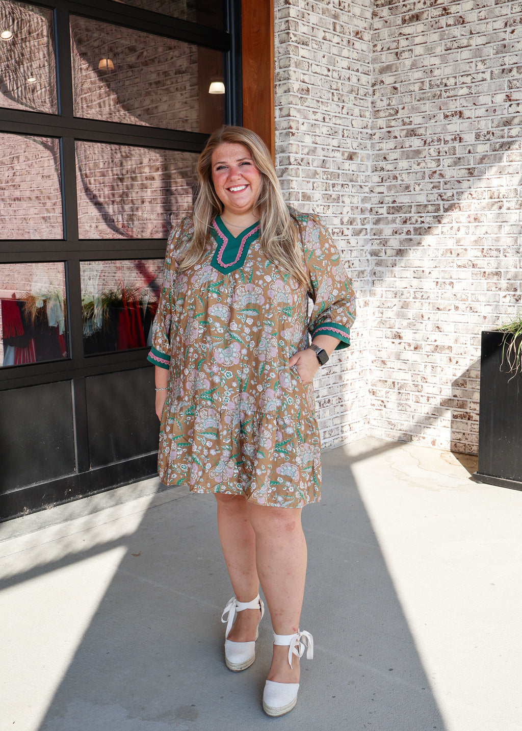 Ava Scallop Trim Boho Dress