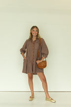 Tiffany Checkered Mini Dress in Rust