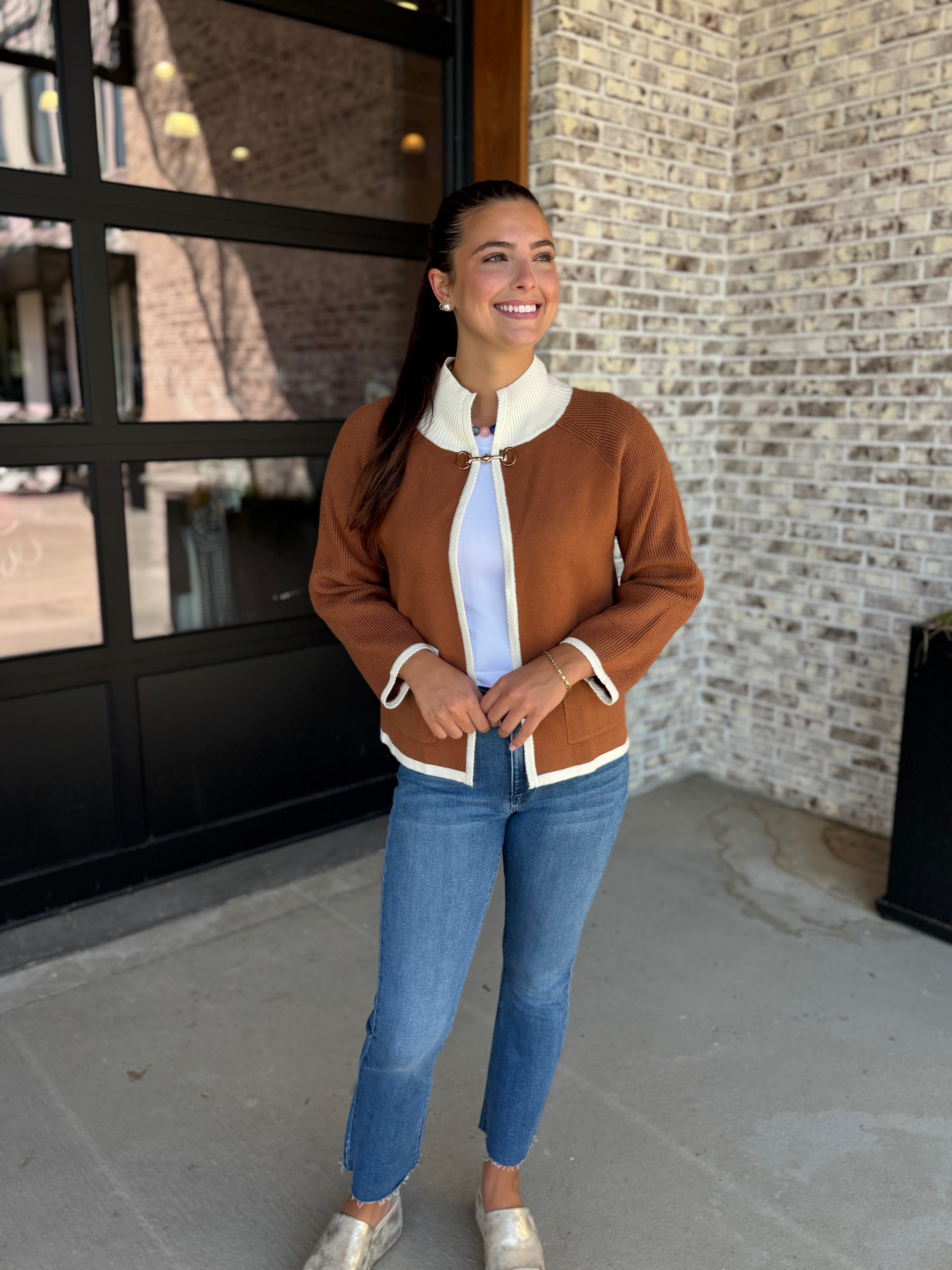 Greer Contrast Trim Cardigan
