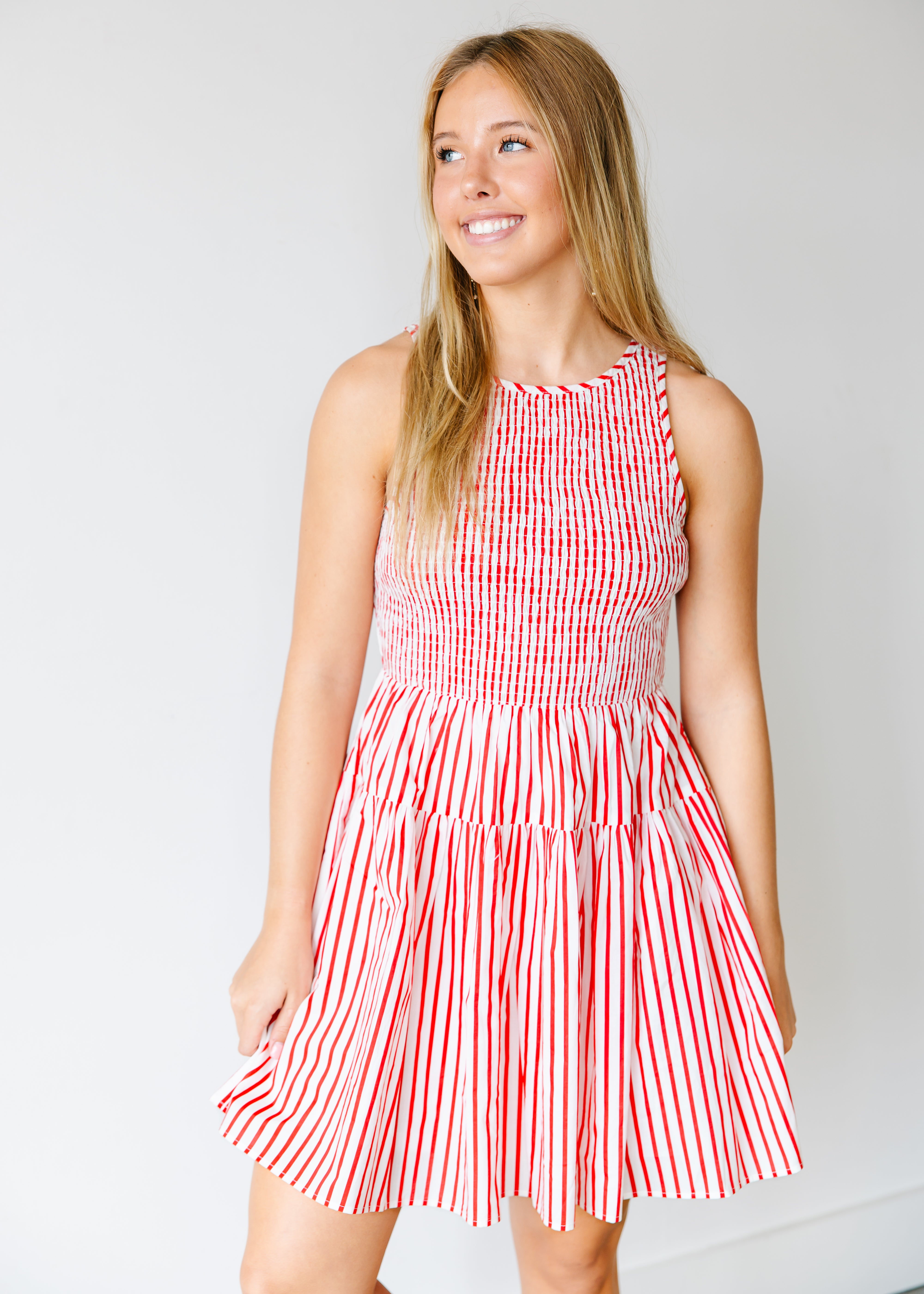 Aveline Smocked Stripe Mini Dress – The Swank Company