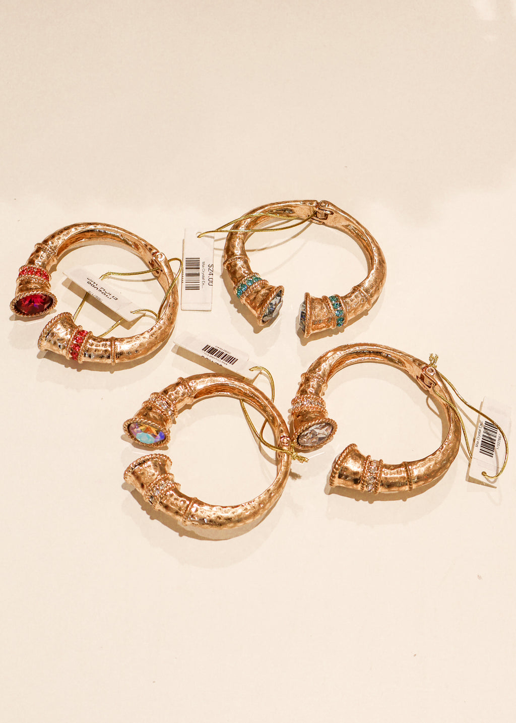 Mia Crystal End Hammered Hinge Bracelet