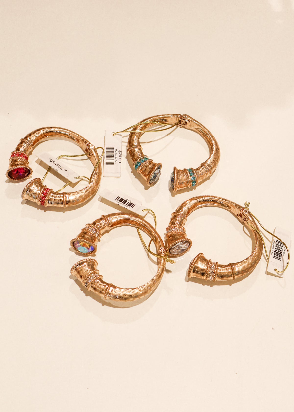 Mia Crystal End Hammered Hinge Bracelet