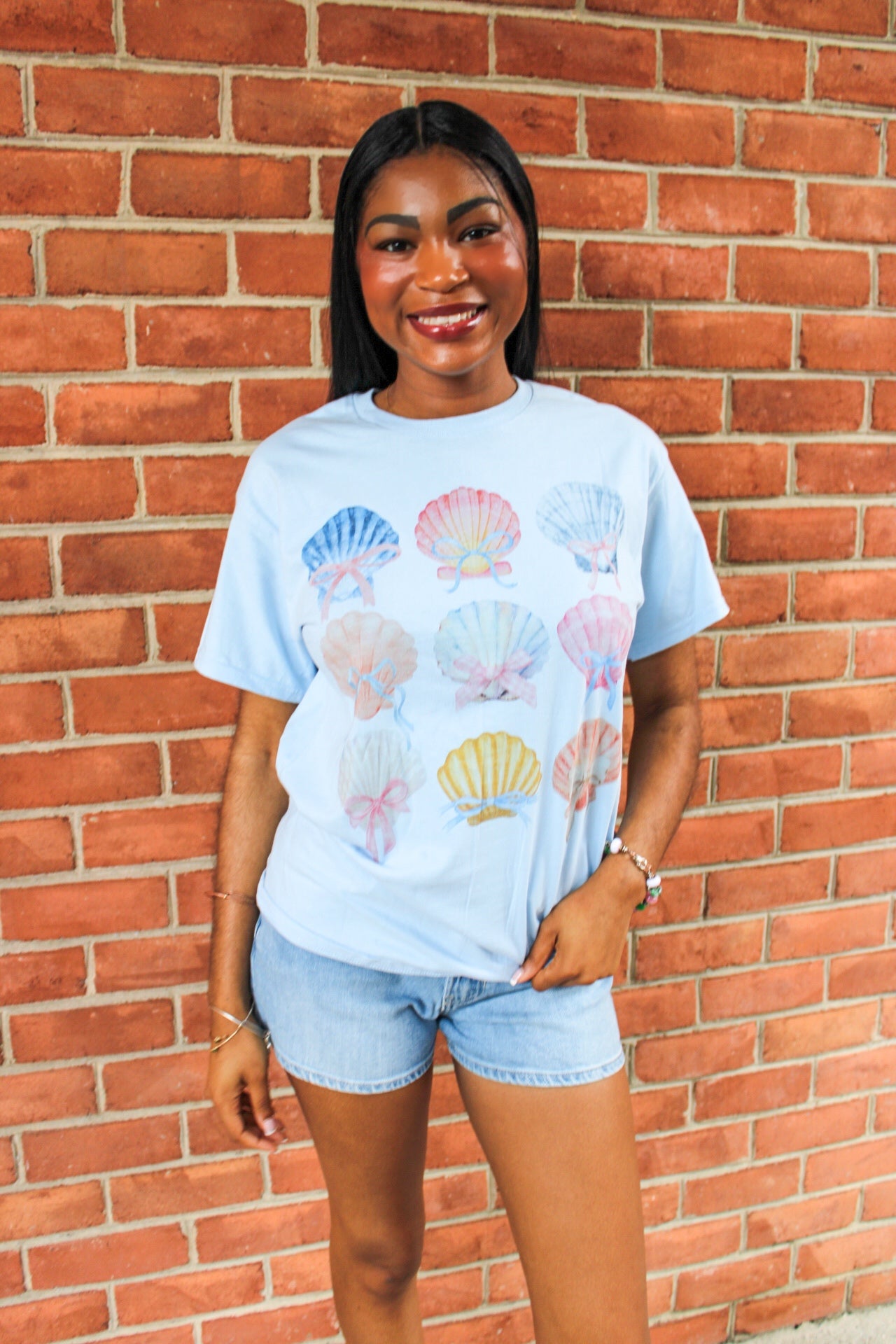 Seashells & Bows Oversized Graphic Tee