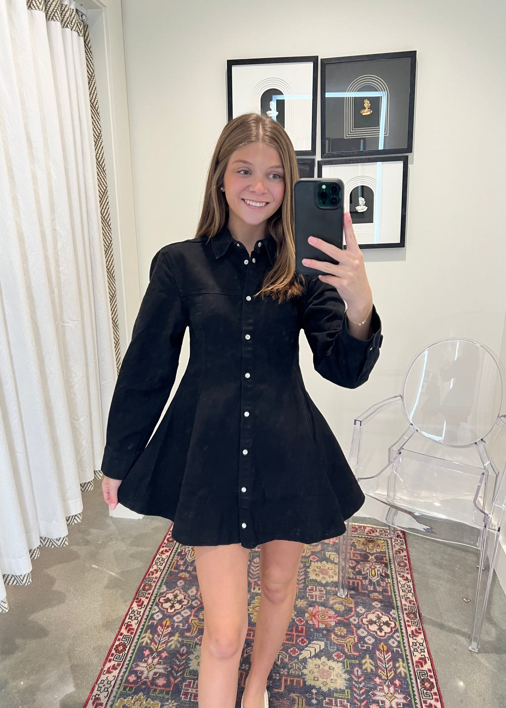 Clara Button-Front Mini Dress