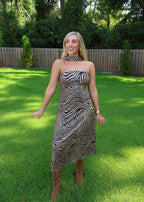 Zoe Zebra Print Midi Dress