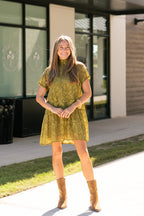 Fionna Floral Mini Dress in Olive