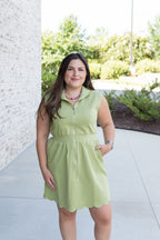 Rory Zip Front Mini Dress in Matcha
