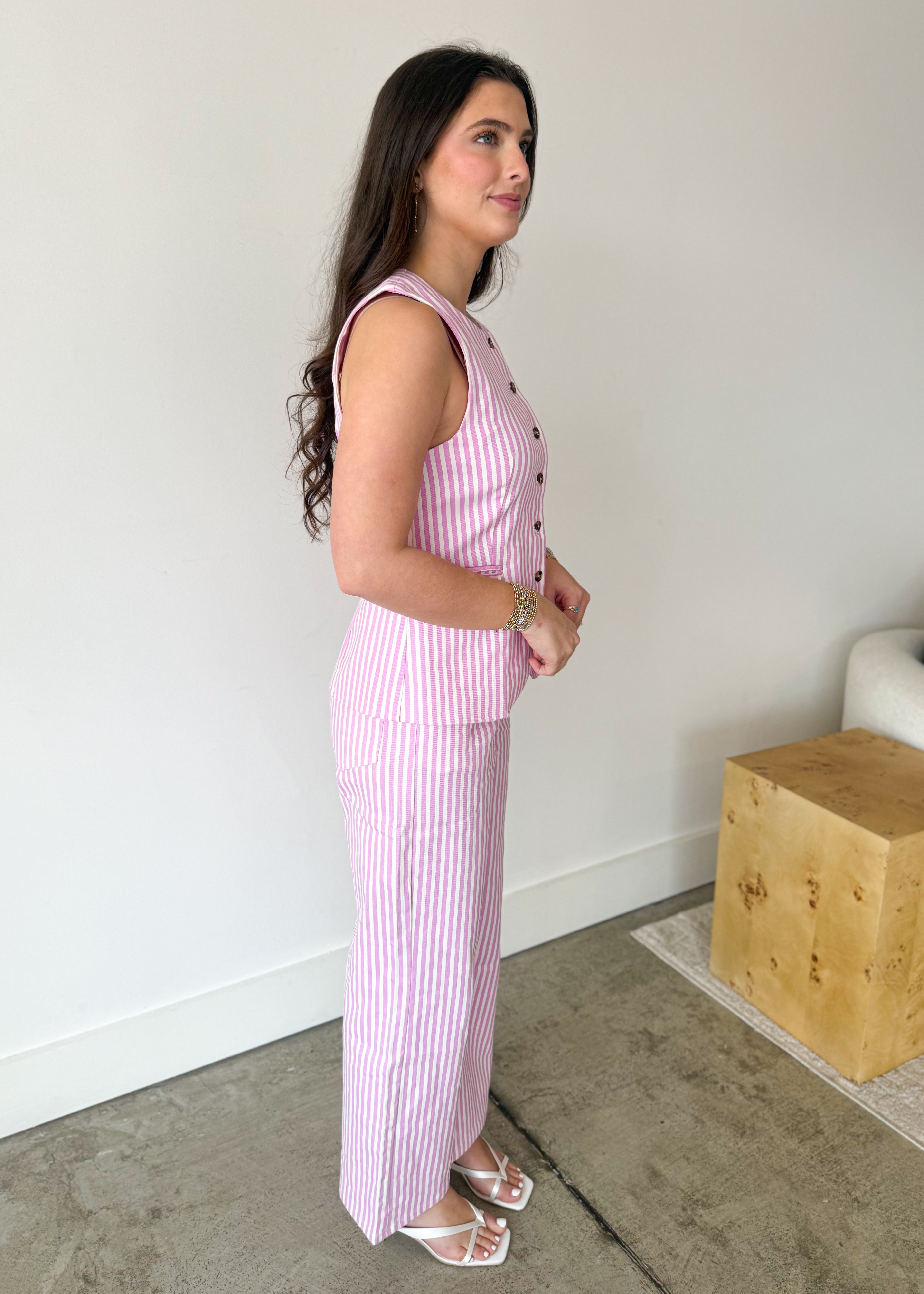 Blythe Buttoned Stripe Vest Top