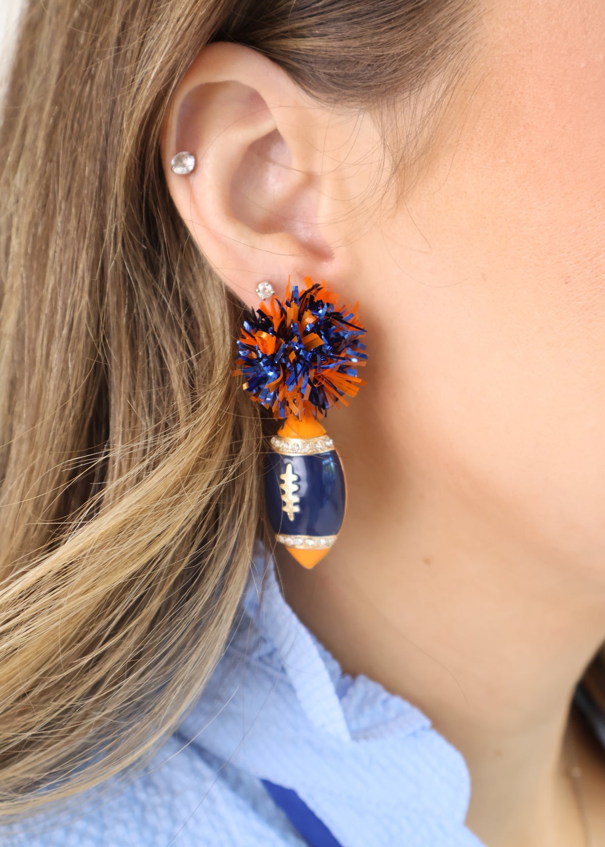 Pompom & Football Earrings