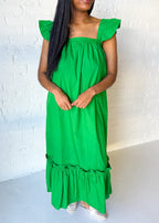 Sway Ruffled Cap Sleeve Midi Dress