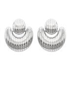 Pair of silver earrings on a white background