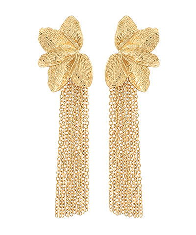 Half Flower & Chain Fringe Earrings