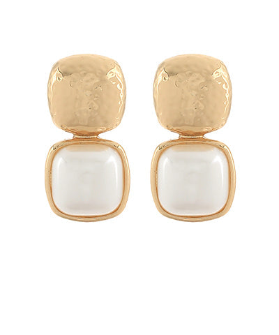 Color Double Layer Stone Earrings