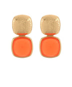 Color Double Layer Stone Earrings