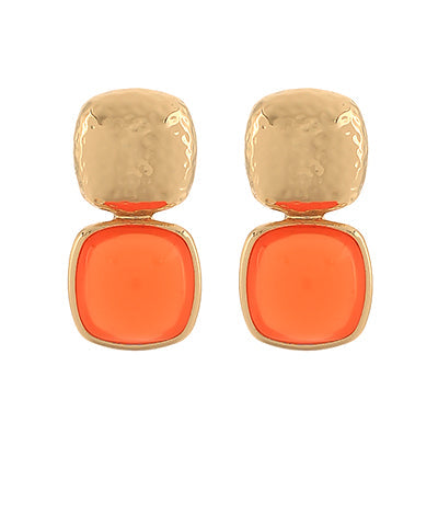 Color Double Layer Stone Earrings