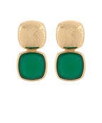 Color Double Layer Stone Earrings