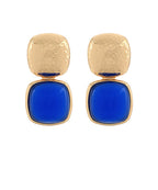 Color Double Layer Stone Earrings