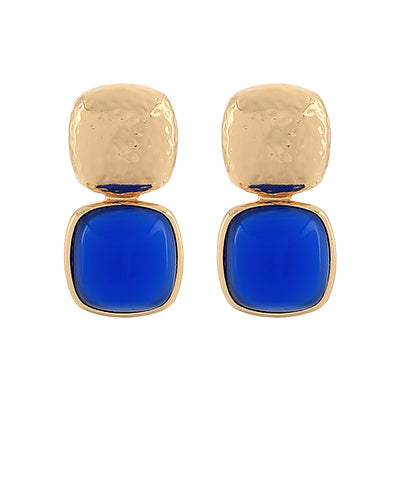 Color Double Layer Stone Earrings