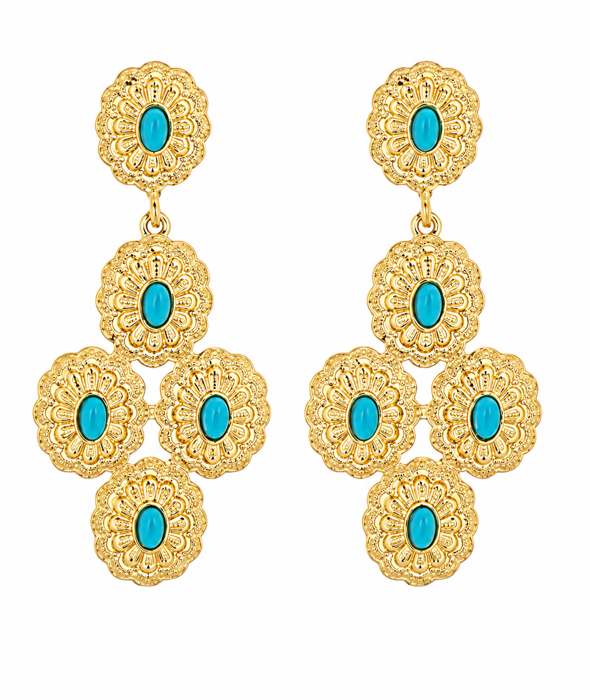 Antique Oval Multi Drop Earrings