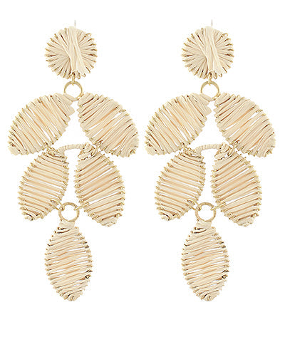 Raffia Leaf Shaped Earrings