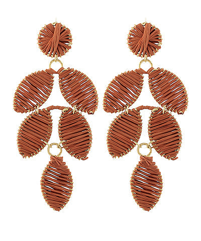 Raffia Leaf Shaped Earrings