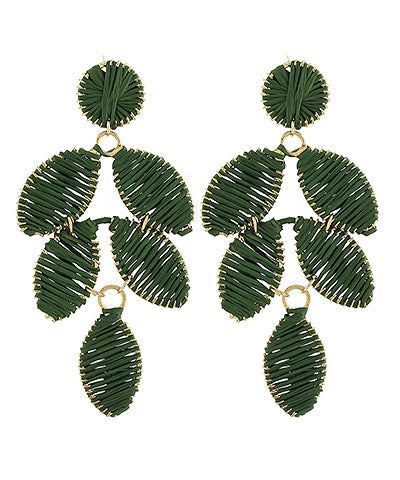 Raffia Leaf Shaped Earrings