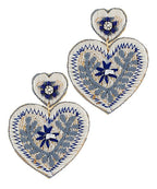 Embroidered Heart Earrings