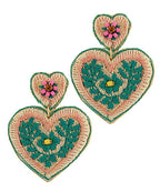 Embroidered Heart Earrings